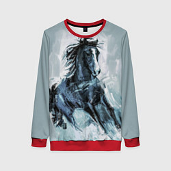 Свитшот женский Нарисованный конь, цвет: 3D-красный