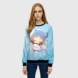 Свитшот женский Girl &cat, цвет: 3D-черный — фото 2