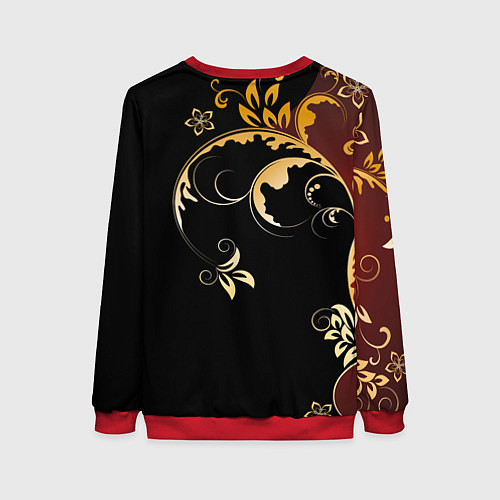 Женский свитшот Узор - Хохлома / 3D-Красный – фото 2