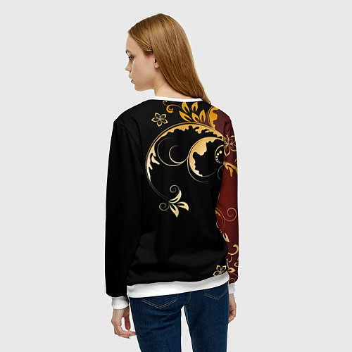 Женский свитшот Узор - Хохлома / 3D-Белый – фото 4
