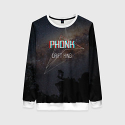 Свитшот женский PHONK Drift King фонк дрифт, цвет: 3D-белый