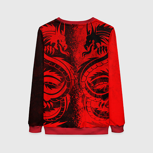 Женский свитшот BLACK RED DRAGONS TATOO / 3D-Красный – фото 2