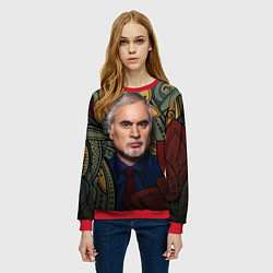 Свитшот женский Меладзе Цветы Мандала, цвет: 3D-красный — фото 2