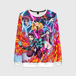 Свитшот женский КЛИНОК РАССЕКАЮЩИЙ ДЕМОНОВ, цвет: 3D-белый