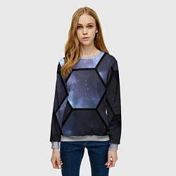 Свитшот женский Неон в космосе, цвет: 3D-меланж — фото 2