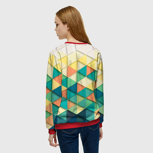 Женский свитшот Ромбики / 3D-Красный – фото 4