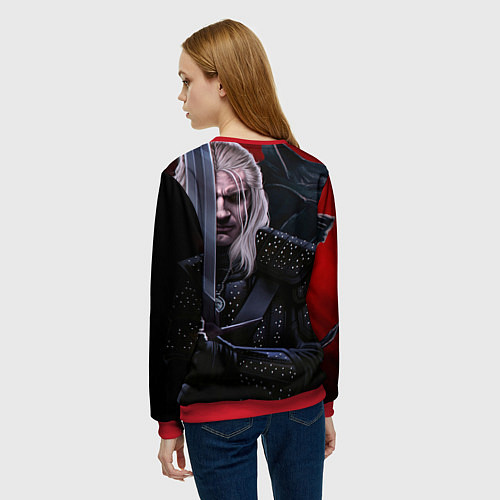 Женский свитшот Ведьмак Геральт / 3D-Красный – фото 4
