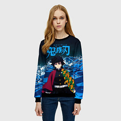 Свитшот женский Гию Томиока Кокушибо Kimetsu no Yaiba, цвет: 3D-черный — фото 2