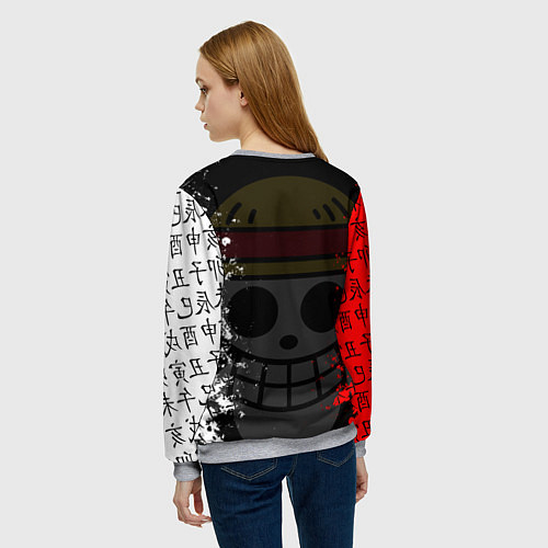 Женский свитшот ONE PIECE ВАН ПИС ЧЕРЕП / 3D-Меланж – фото 4