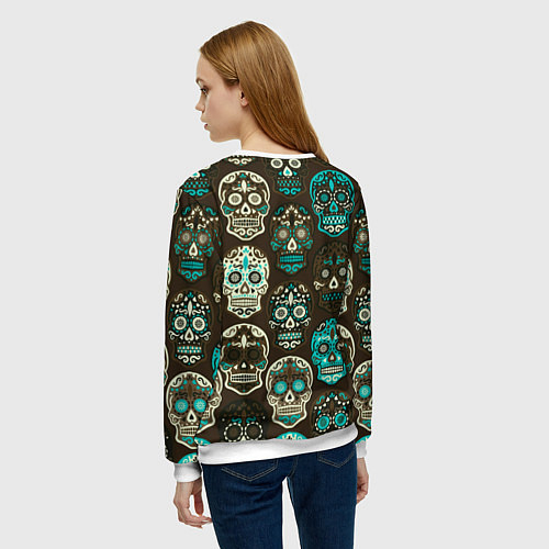 Женский свитшот Черепа с узорами / 3D-Белый – фото 4