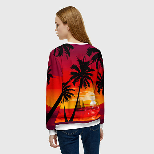 Женский свитшот Гавайский закат / 3D-Белый – фото 4
