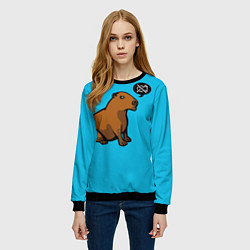 Свитшот женский Капибара, цвет: 3D-черный — фото 2