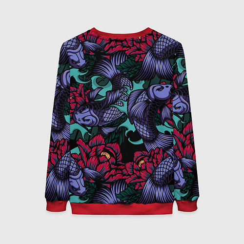 Женский свитшот Японские карпы / 3D-Красный – фото 2