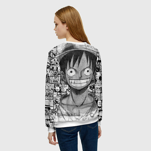 Женский свитшот Луфи улыбается one piece / 3D-Белый – фото 4