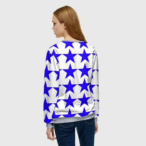 Женский свитшот Синие звёзды на белом фоне / 3D-Меланж – фото 4