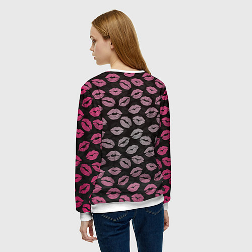 Женский свитшот Малиновые губы / 3D-Белый – фото 4