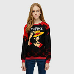 Свитшот женский Луффи One Piece Большой куш, цвет: 3D-красный — фото 2