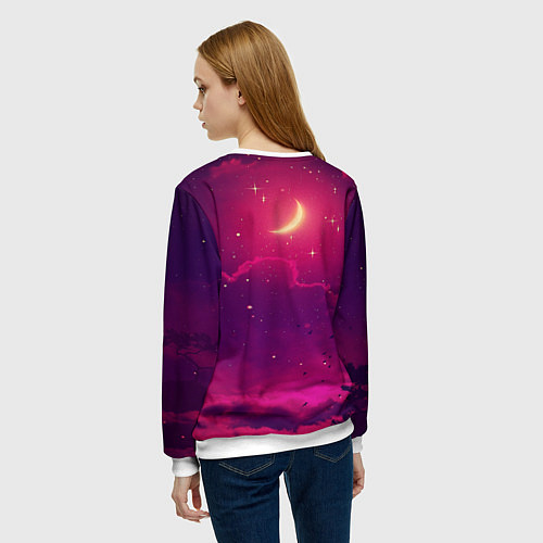 Женский свитшот СКАЗОЧНАЯ НОЧЬ 2 КРАСНЫЙ / 3D-Белый – фото 4