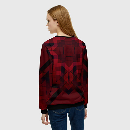 Женский свитшот Темно-красный геометрический / 3D-Черный – фото 4