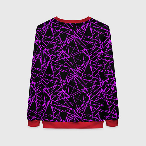 Женский свитшот Фиолетово-черный абстрактный узор / 3D-Красный – фото 2