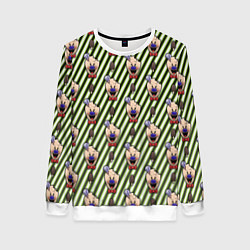 Свитшот женский ICE SCREAM зеленый паттерн, цвет: 3D-белый