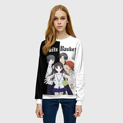 Свитшот женский Корзинка фруктов персонажи, цвет: 3D-белый — фото 2