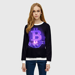 Свитшот женский BITCOIN IN HAND БИТКОИН, цвет: 3D-белый — фото 2