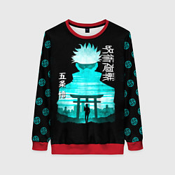 Свитшот женский Годжо Сатору Магическая битва, цвет: 3D-красный