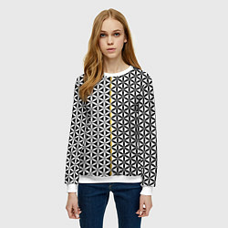 Свитшот женский Цветок Жизни чёрно-белый, цвет: 3D-белый — фото 2