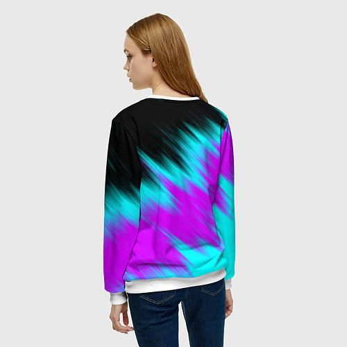 Женский свитшот НЕОНОВЫЕ ПОЛОСЫ И НИЧЕГО ЛИШНЕГО NEON STRIPES / 3D-Белый – фото 4