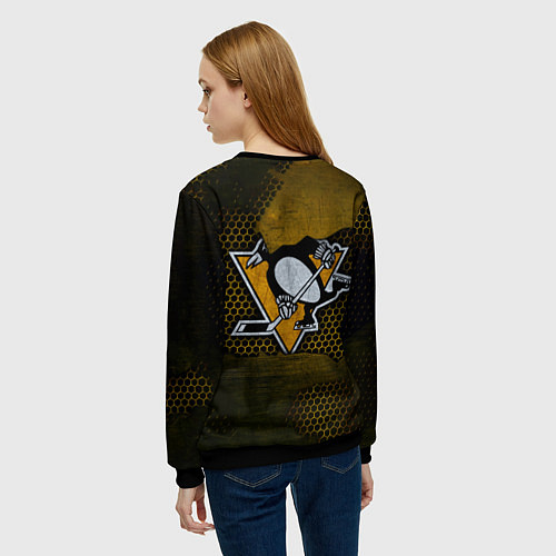 Женский свитшот Pittsburgh Penguins на спине / 3D-Черный – фото 4