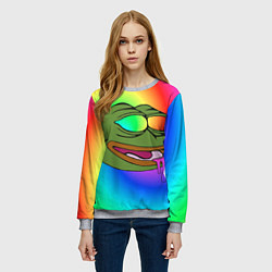 Свитшот женский Pepe rainbow, цвет: 3D-меланж — фото 2
