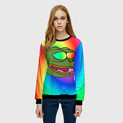 Свитшот женский Pepe rainbow, цвет: 3D-черный — фото 2