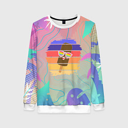 Свитшот женский Эскимо в Тропиках, цвет: 3D-белый