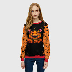 Свитшот женский Веселая тыква на хеллоуин, цвет: 3D-красный — фото 2