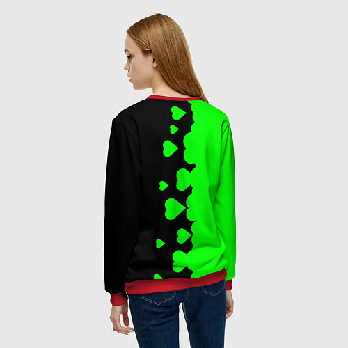 Женский свитшот Любовь Эндермена и Крипера Майнкрафт / 3D-Красный – фото 4