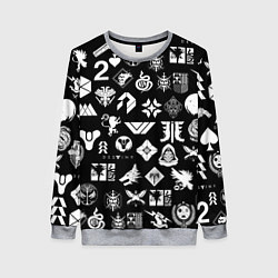 Свитшот женский DESTINY 2 PATTERN GAME LOGO ДЕСТИНИ 2 ПАТТЕРН СИМВ, цвет: 3D-меланж
