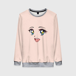 Свитшот женский Милое аниме лицо, цвет: 3D-меланж