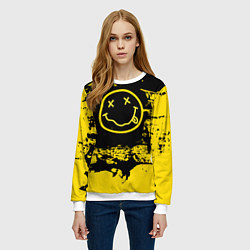 Свитшот женский Нирвана Гранж Nirvana Smile, цвет: 3D-белый — фото 2