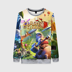 Свитшот женский CLASH OF CLANS БИТВА КЛАНОВ, цвет: 3D-меланж