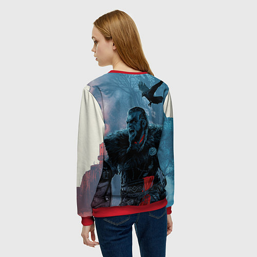 Женский свитшот ASSASSINS CREED VALHALLA ЭЙВОР И ВОРОН / 3D-Красный – фото 4