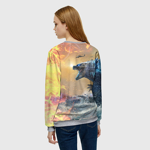 Женский свитшот ГОДЗИЛЛА АТАКУЕТ! / 3D-Меланж – фото 4