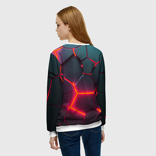 Женский свитшот TOYOTA 3D NEON ТОЙОТА 3Д ПЛИТЫ НЕОН / 3D-Белый – фото 4