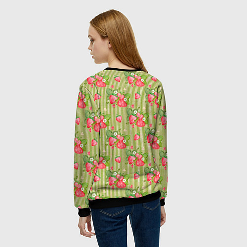 Женский свитшот Клубничка паттерн / 3D-Черный – фото 4