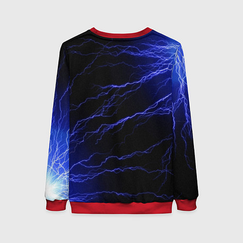 Женский свитшот METALLICA BLUE FLASH МЕТАЛЛИКА СИНИЕ МОЛНИИ / 3D-Красный – фото 2