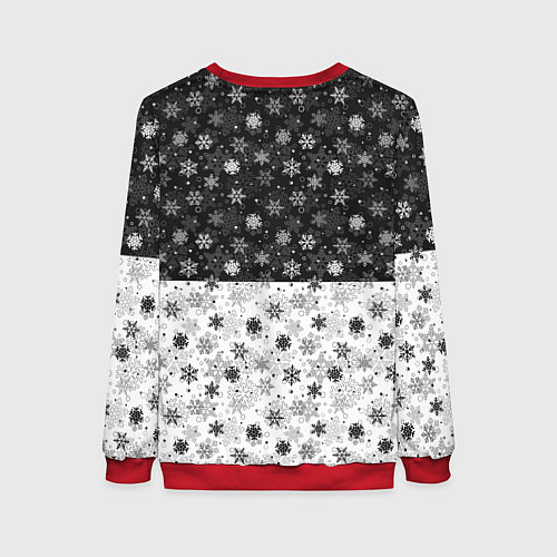 Женский свитшот С Новым Годом дед мороз и олень / 3D-Красный – фото 2