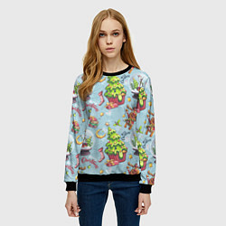 Свитшот женский Merry Christmas Pattern, цвет: 3D-черный — фото 2