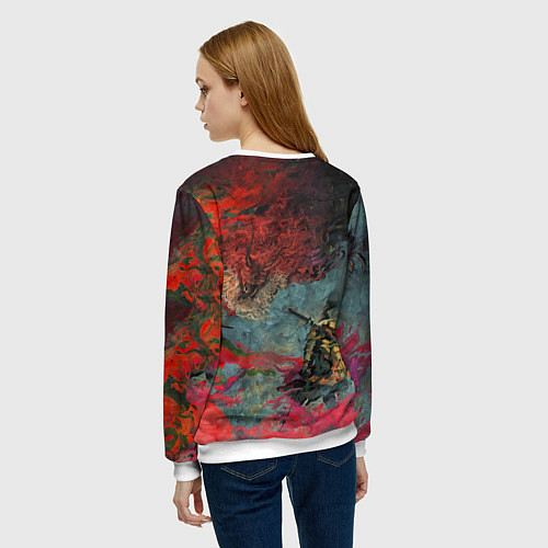 Женский свитшот Sekiro Самурай против дракона / 3D-Белый – фото 4