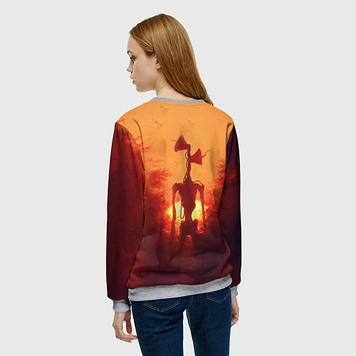 Женский свитшот СИРЕНОГОЛОВЫЙ НА ЗАКАТЕ / 3D-Меланж – фото 4