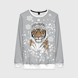 Свитшот женский Снежный тигр, цвет: 3D-белый